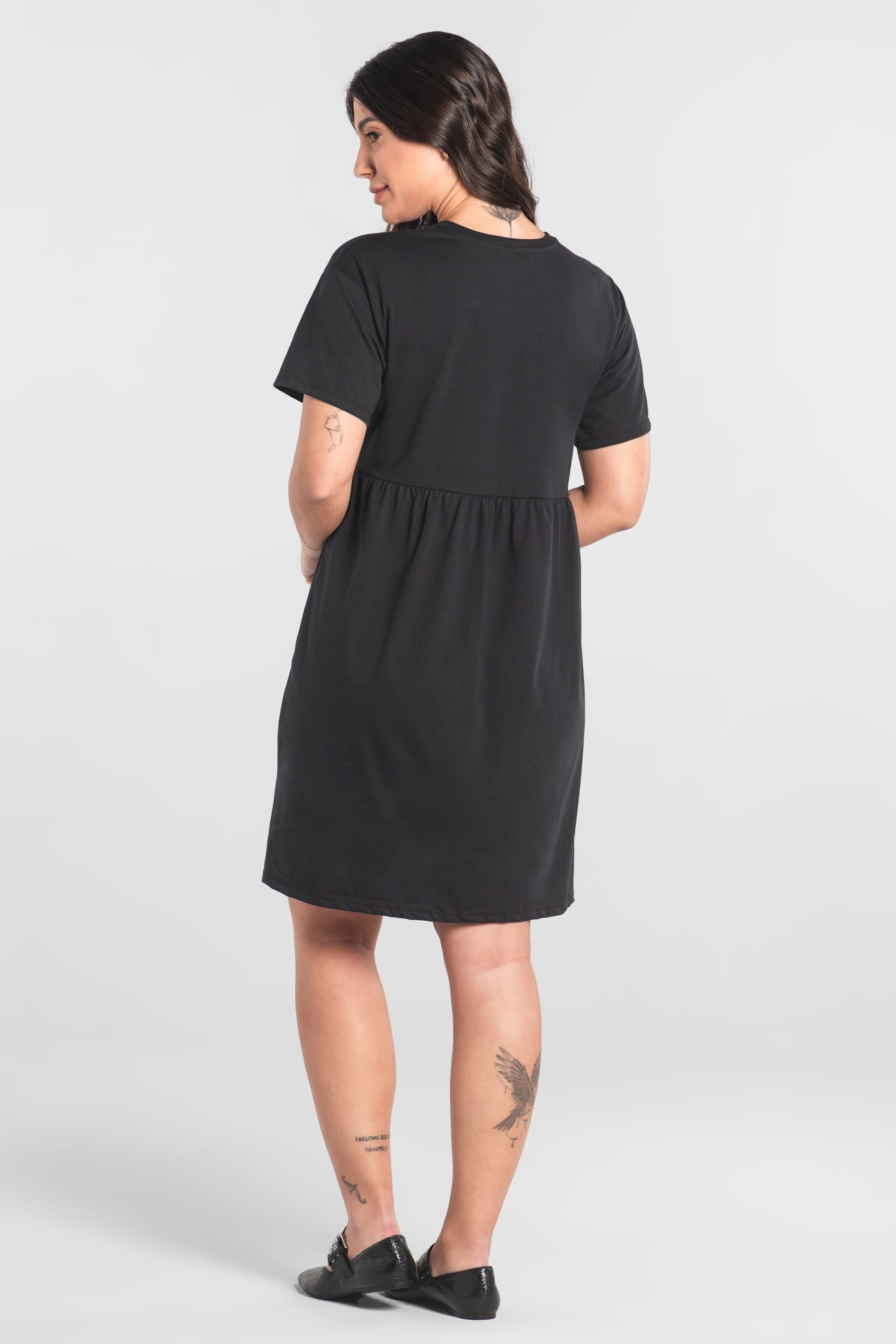 Vestido Feminino de Manga Curta em algodão (Preto) Just Basic - Imagem 6